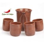 Caraffa in terracotta con 6 bicchieri